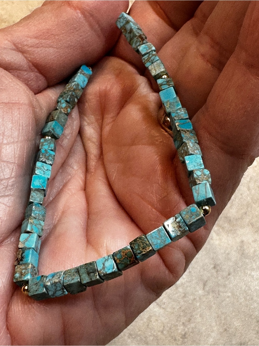 Turquoise Cube Bead adjustable Bracelet